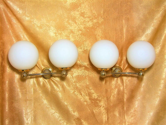 Art Deco French Sconces, Chromed Brass and Glass, Parisien Savoy Style