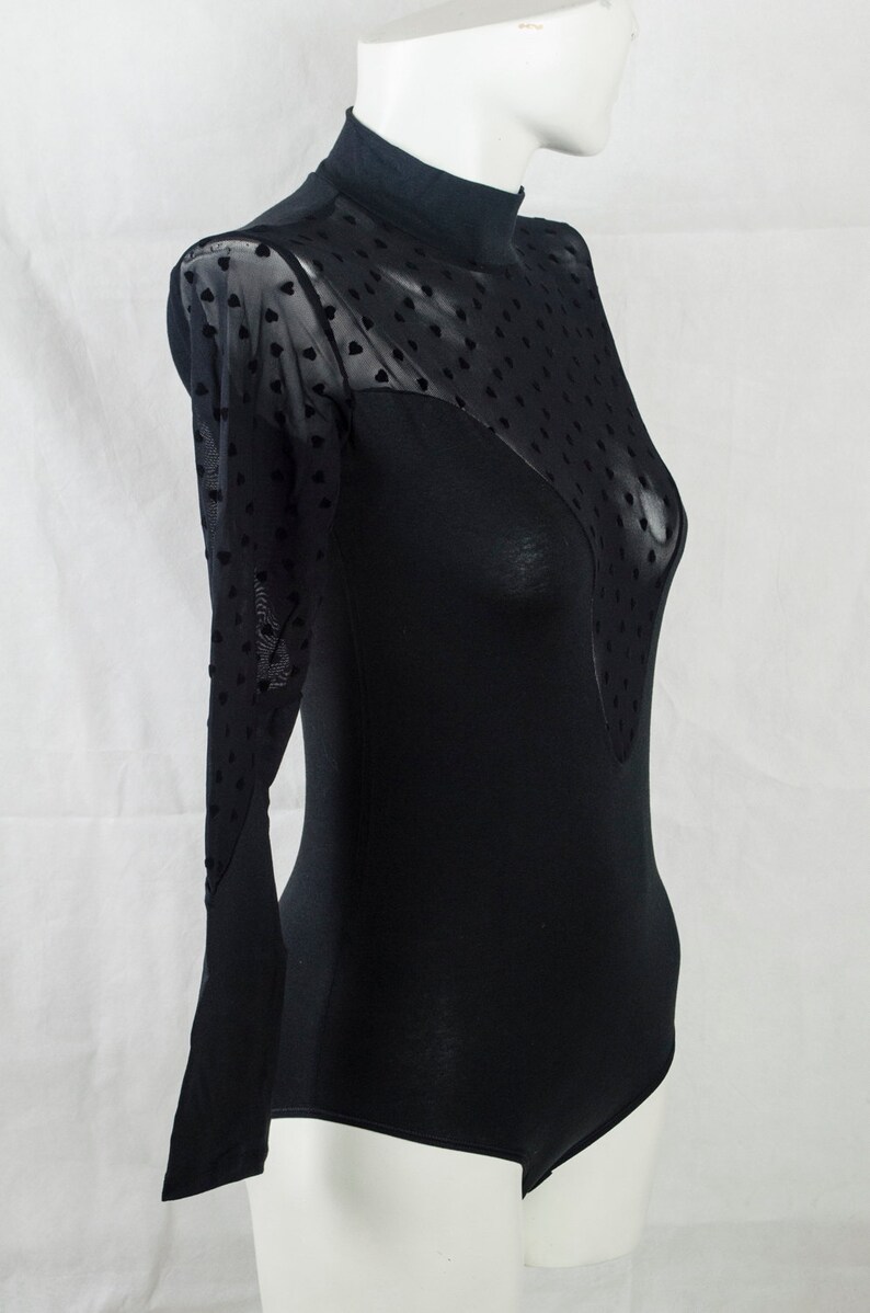 Bikini Leotard Fine Lace Body Suit Women Top Blouse Luxury Lingerie Black Bodysuit Long Sleeve Turtleneck Cotton Bodie
