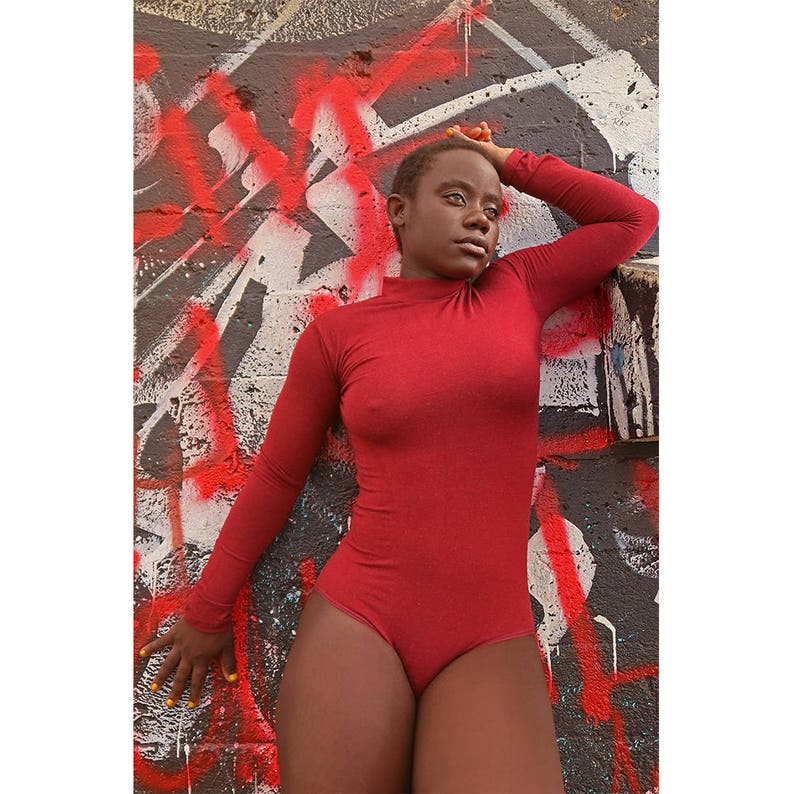 Women WOOL Bodysuit Bordeaux color - Leotard Women Body Suit - L Women WOOL Bodysuit Bordeaux color - Leotard Women Body Suit - L