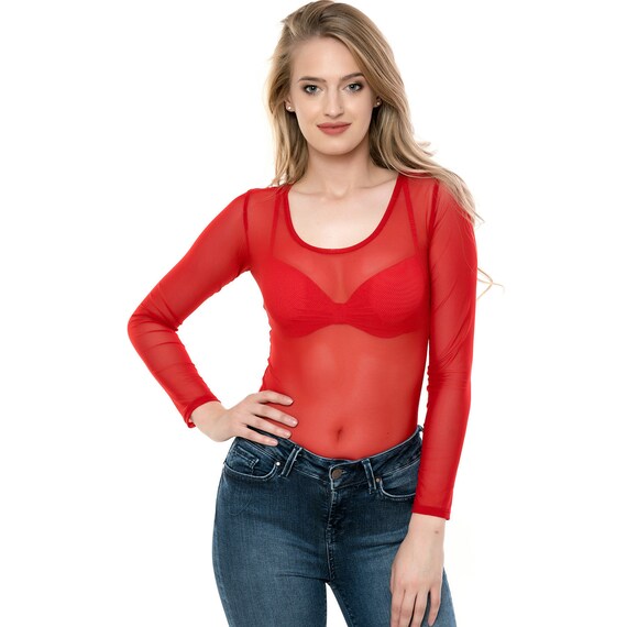 red mesh bodysuit