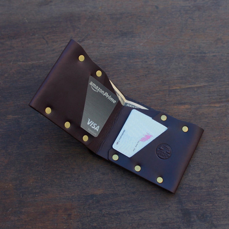 Mens Leather Bifold Wallet Full Grain Leather Wallet Mens Etsy