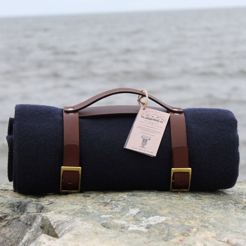 Leather Blanket Carrier Polar Fleece Blanket Included Picnic Etsy