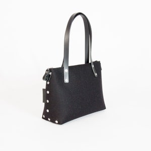 Wool Felt Shoulder Bag: Leather Handles, Zippered Top