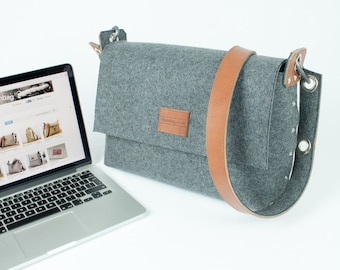 Laptop Messenger Bag, Laptop Bag, MacBook 13" Bag / Mens Messenger , MBP 13" bag , Felt laptop bag, Wool felt messenger laptop bag