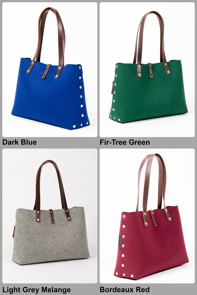 Felt Shoulder Bag, wool felt handbag for women. leather and felt purse for every day bag. image 6