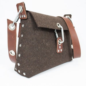 Felt Messenger Bag: Handmade Wool Purse with Leather Strap