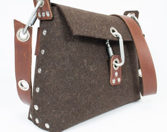 Felt Messenger Bag: Handmade Wool Purse With Leather Strap