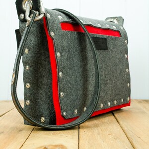 Felt Satchel Bag With Rivet Pocket and Leather Strap. Felt - Etsy