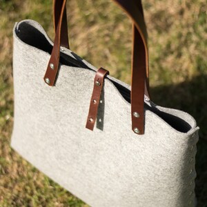 Tote Bag / Shopper Bag / Light Grey Felt Tote Bag / Light Grey - Etsy