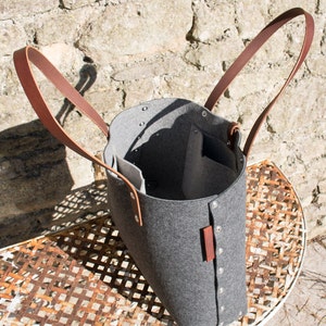 Felt Shoulder Bag, wool felt handbag for women. leather and felt purse for every day bag. image 5