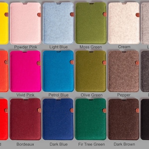 Funda para iPad de fieltro de lana, compatible con todos los tamaños y teclados, con soporte de cuero para lápiz, hecha a mano. imagen 2
