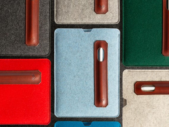 Wool Felt iPad Case, All Sizes and Keyboards with Leather Pencil Holder, Handmade Sleeve