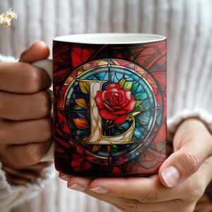 Envoltório de caneca de vitral letra L, envoltório de caneca de 11 onças Envoltório de caneca de 12 onças Envoltório de caneca de 15 onças, presentes de vitral, vitral de sublimação PNG, vitral
