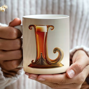 Envoltura de taza de cerveza con letra L, envoltura de taza de licor con letra L, envoltura de taza de 11 oz, envoltura de taza de 12 oz, envoltura de taza de 15 oz, regalos para amantes de la cerveza, letras de cerveza de sublimación PNG