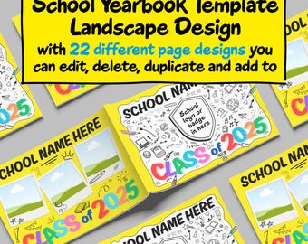 Anuario escolar estilo cuaderno de bocetos, anuario de primaria, anuario de preescolar, anuario personalizable en Canva