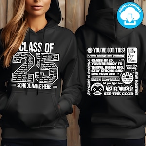 Editable School Leavers T-Shirt & Hoodie Design | Front and Back Artwork | Add Student Names | Digital Download | SVG PNG eps PDF jpg