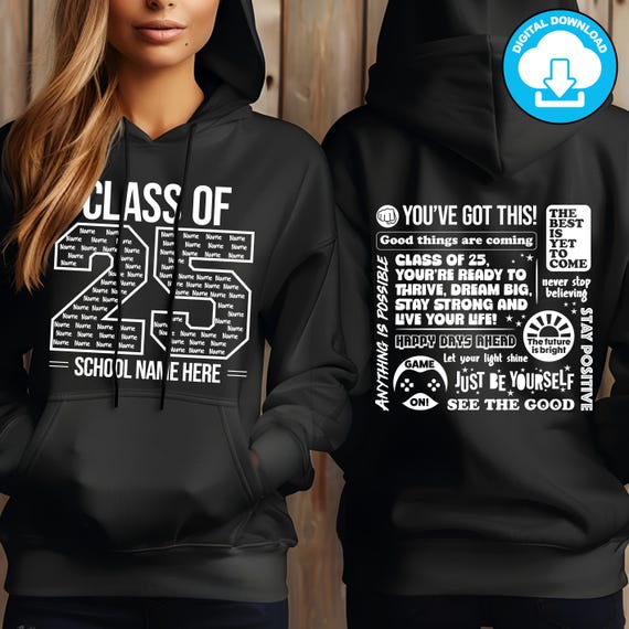 Editable School Leavers T-Shirt & Hoodie Design | Front and Back Artwork | Add Student Names | Digital Download | SVG PNG eps PDF jpg
