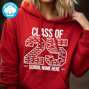 Customisable School Leavers T-Shirt & Hoodie Design | Class of 2025 | Add Student Names | Add School Name | Digital Download | SVG PNG