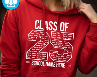 Customisable School Leavers T-Shirt & Hoodie Design | Class of 2025 | Add Student Names | Add School Name | Digital Download | SVG PNG