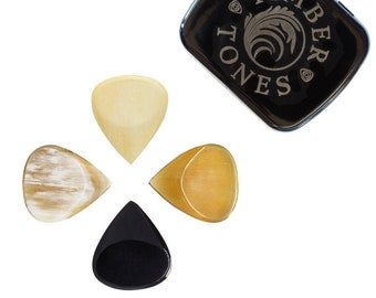 4 Jazz III Fat Guitar Picks made from Horn and Bone - 4.75mm thick - Boutique Guitar Picks - Timber Tones