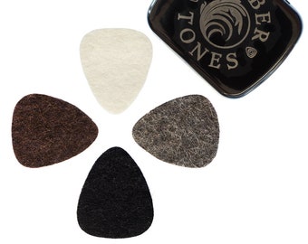 Ukulele Picks - High Density Natural Wool Felt - 4 Different Felt Picks in a Gift Tin - Timber Tones
