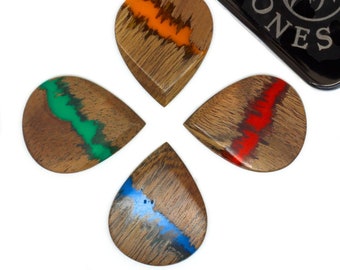 River Tones - Acacia & Resin Guitar Picks - Sharp Shape