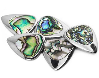 Titanium & Green Abalone Guitar Pick | Boutique Luxury Plectrum by Timber Tones