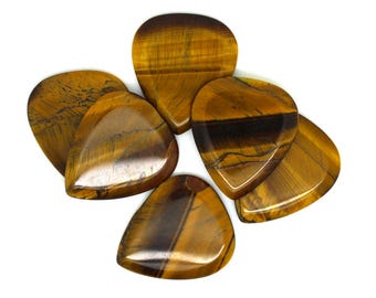 Gold Tiger Eye Guitar Pick | Luxury Handcrafted Gemstone Plectrum by Timber Tones for Acoustic & Electric Players