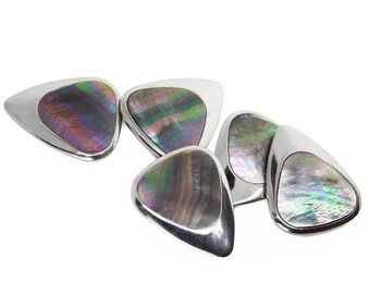 Titanium & Black Mother of Pearl Guitar Pick | Luxury Handmade Plectrum for Electric or Acoustic Guitar