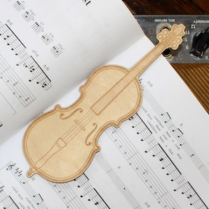 Cello Shaped Boutique Bookmark - Laser Engraved Birch Plywood