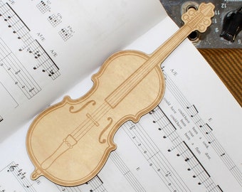 Cello Shaped Boutique Bookmark - Laser Engraved Birch Plywood