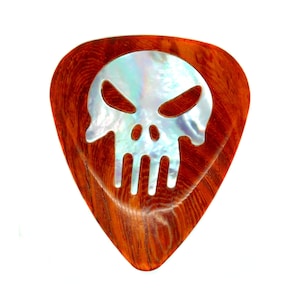 Burma Padauk and Freshwater Pearl Punisher Guitar Pick
