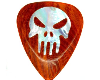 Burma Padauk and Freshwater Pearl Punisher Guitar Pick