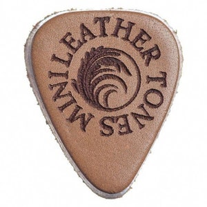 Mini Leather Picks for Ukulele or Bass Guitar Black, Tan, Whiskey & Cognac Leather in a Gift Tin Timber Tones image 5