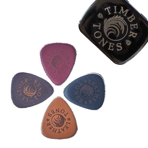 Leather Ukulele/Bass Guitar Picks - Timber Tones, Gift Tin