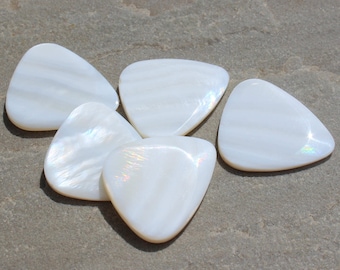 Freshwater Mother of Pearl Shell Guitar Pick | Bright Tone Plectrum in Elegant Wooden Gift Box