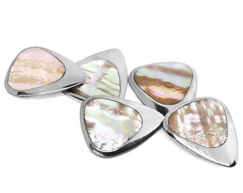 Titanium Guitar Pick Greenlip Abalone Inlay | 351 Style Premium Handcrafted Plectrum for Guitarist
