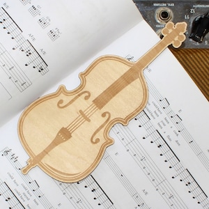 Double Bass Shaped Boutique Bookmark - Laser gegraveerd berken multiplex