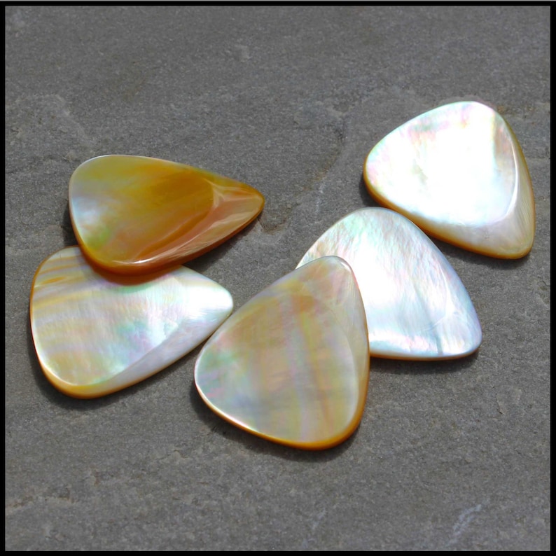 Shell Plectuim Gold Mother of Pearl Guitar Pick | Timber Tones Elegant Shell Plectrum ...