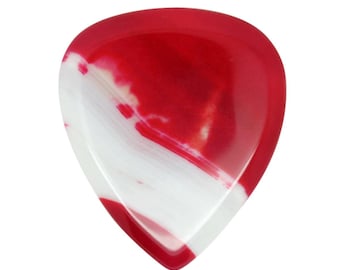 Red Lace Agate Guitar Pick | Boutique Stone Plectrum | Unique Gift for Guitarist | Timber Tones