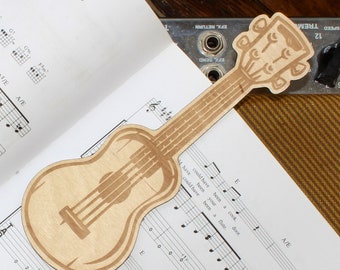 Ukulele Shaped Boutique Lesezeichen - Lasergraviertes Birkensperrholz