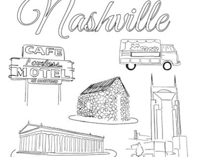 Nashville Coloring Page Set - Etsy