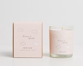 a favourite gift! ASLEEP IN CLOUDS 'pastel' scented soy wax candle-glass votive + illustrated gift box, a sunny breeze through fresh linen b