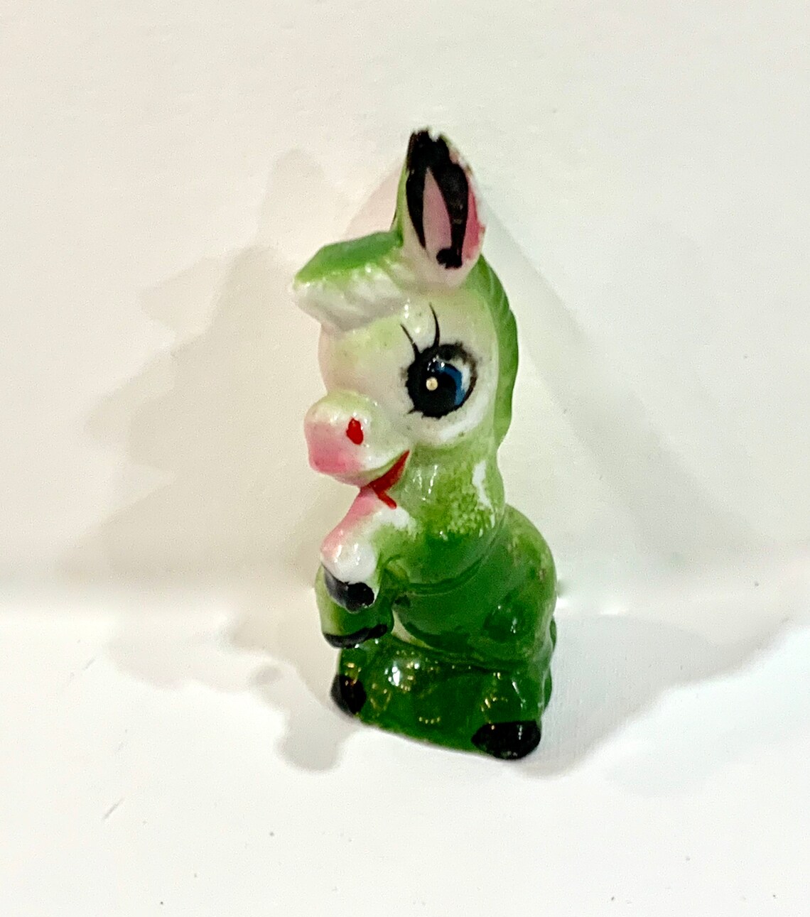 Mini Donkey Figurine Big Eye Donkey Green Donkey Etsy