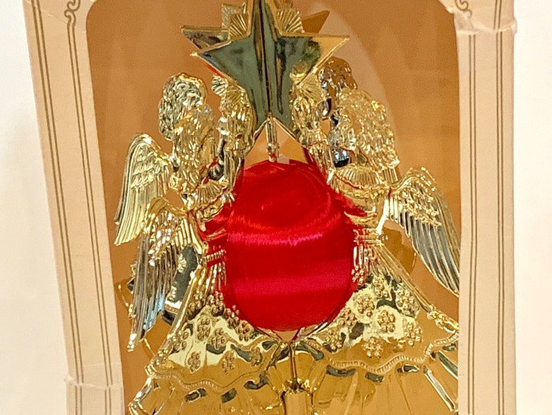 USA Mid Century Holiday Original Box Dancing Angels Plastic Angels Vintage Christmas Angels Tree Topper Bradford Celestial