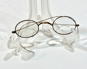 Antique Eye Glasses, Oval Wire Frames, Paste Bifocals, Gold Filled Rims, with Case, Victorian Era
