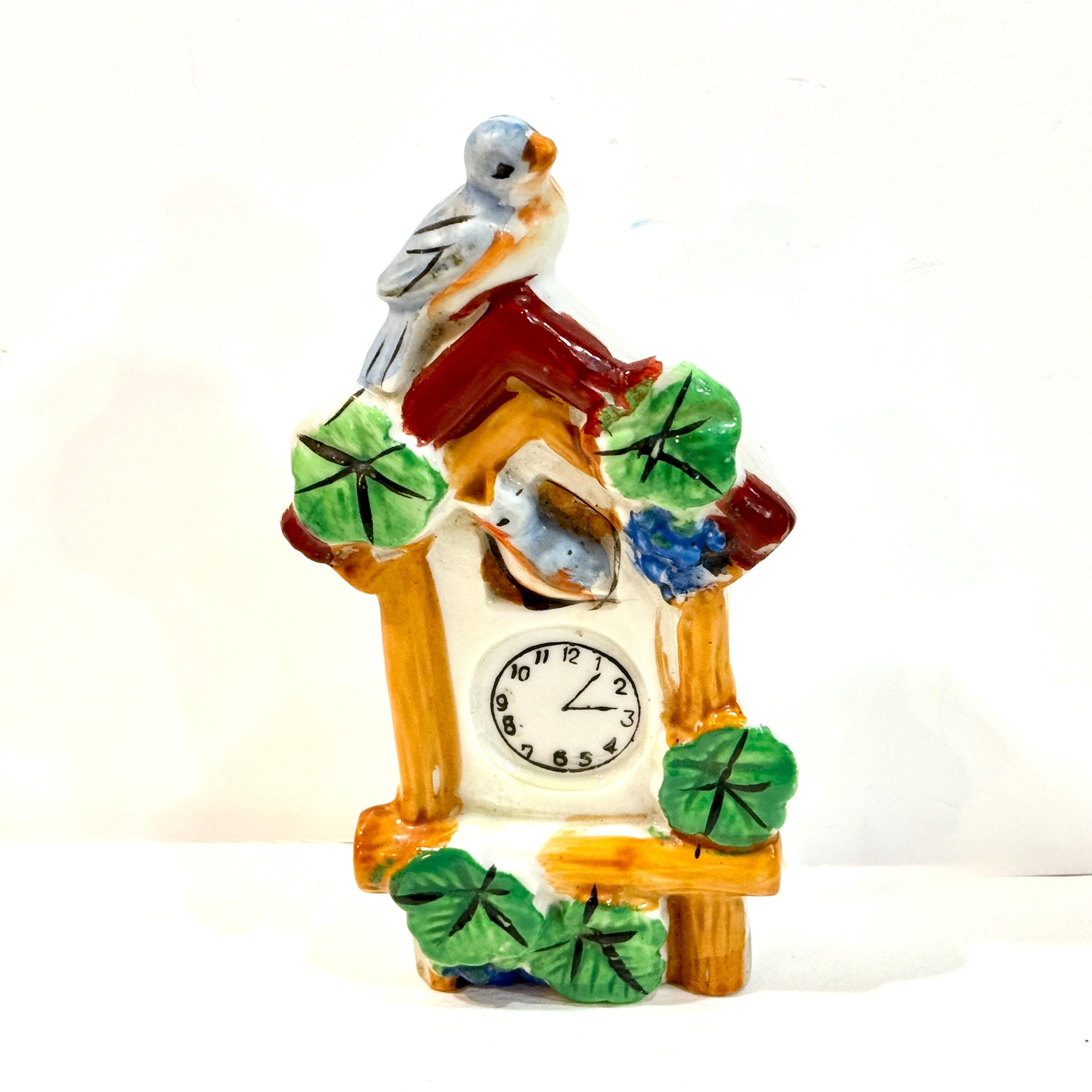 Vintage Blue Bird Wall Pocket: Hand-painted Lusterware Vase