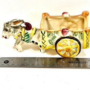 Vintage Donkey Cart Planter, Ceramic Flower Cart, Succulent Planter, Herb Planter, Farmhouse Decor, Mid Century 1940s, made in Japan