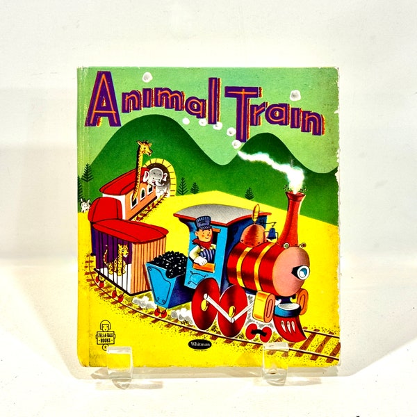 Vintage Storybook, Animal Train, Whitman Tell a Tale, mid Century 1950s, Baby Gift, Baby Shower, Circus Animals, Gift Idea