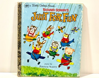 Richard Scarry‘s Just for Fun, Little Golden Book, Patrician Scarry, 1970s Storybook, Animal Book, Jokes Poems